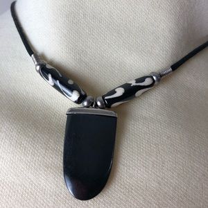 Necklace Choker with Bovine Bone Bead Boho Tribal